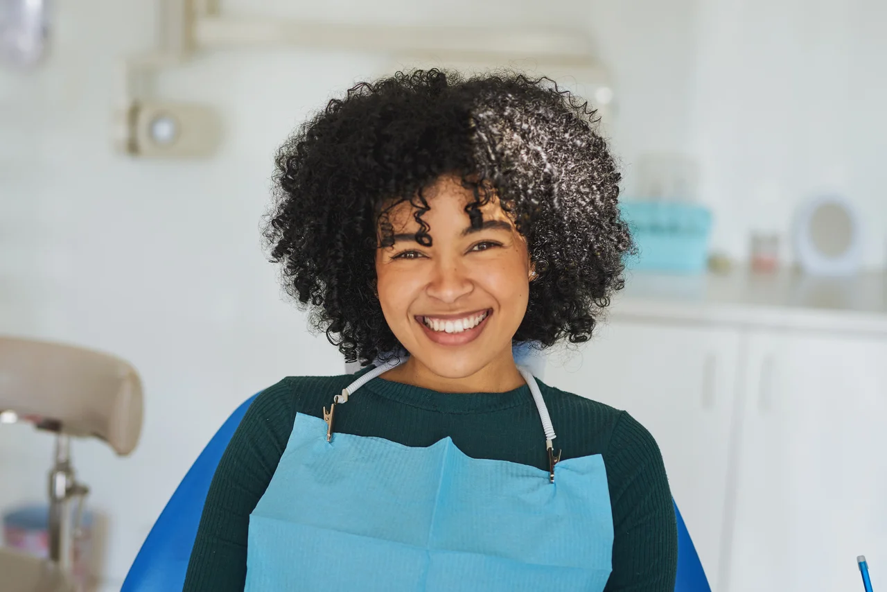 Patient receiving a dental cleaning
